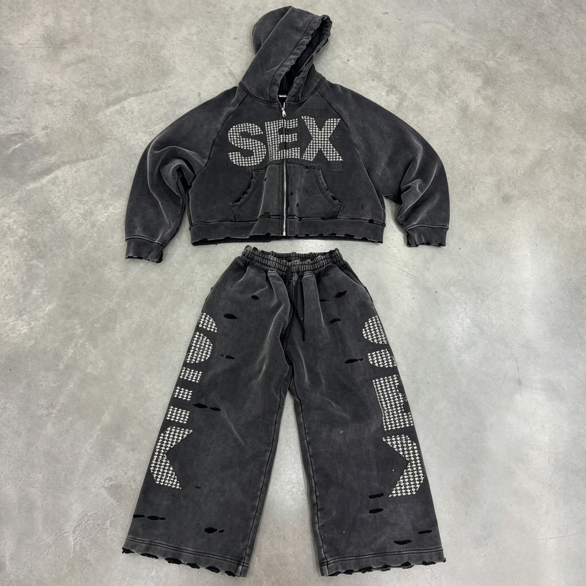 Street Fashion For Man - Y2K Sex Hoodie Set Oversized Retro