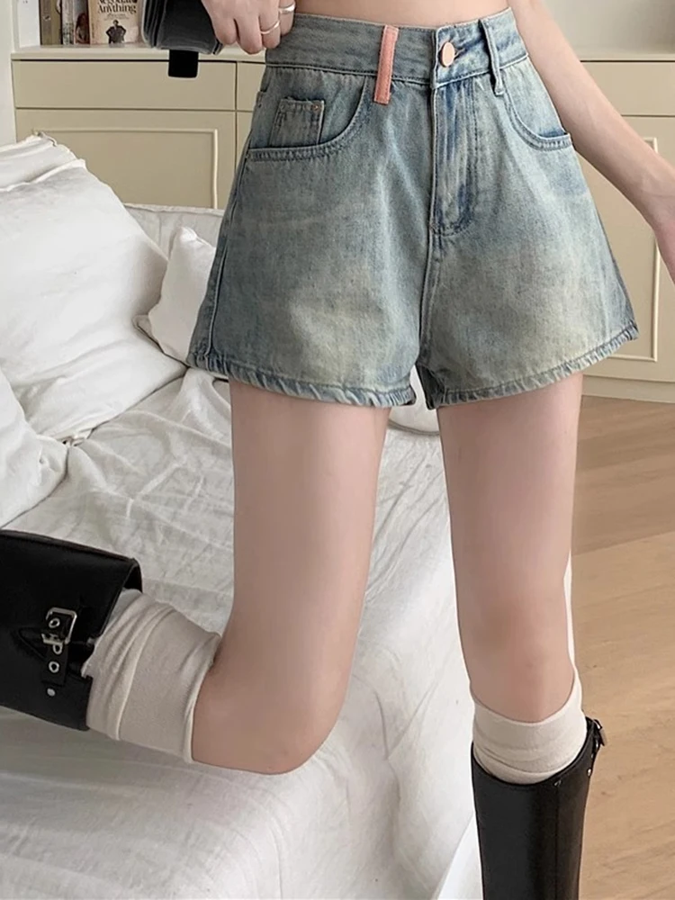Street Fashion Korean Girl - Girls Korean High Waist Denim Wide