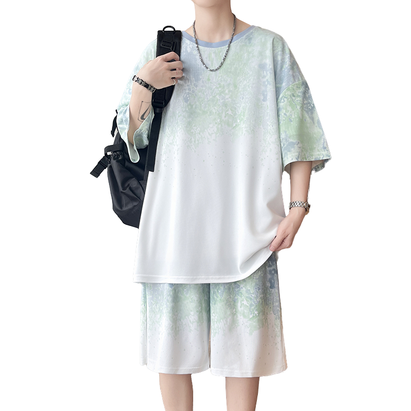 Street Fashion For Man - 【Top 5-Point Pants】Men's T-Shirt Set New