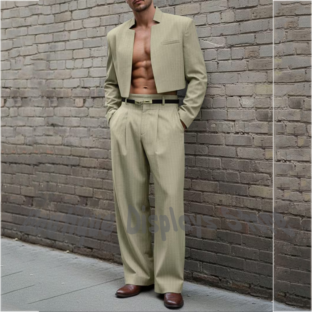 Street Fashion Outfit For Men - Chic Tailored Men's Suit Set(Jacket+Pants) Stand