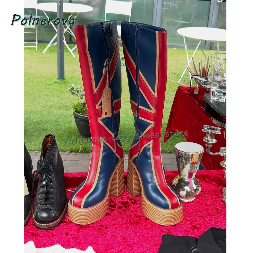 Street Fashion Trends - Union Jack Platform Fashion Boots Round