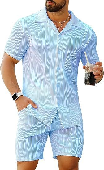 Men's 2 Piece Outfits Short Sl – Street Fashion For Man recenzja i cena