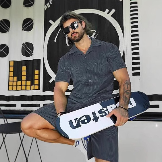 Men's 2 Piece Outfits Short Sl – Street Fashion For Man recenzja i cena