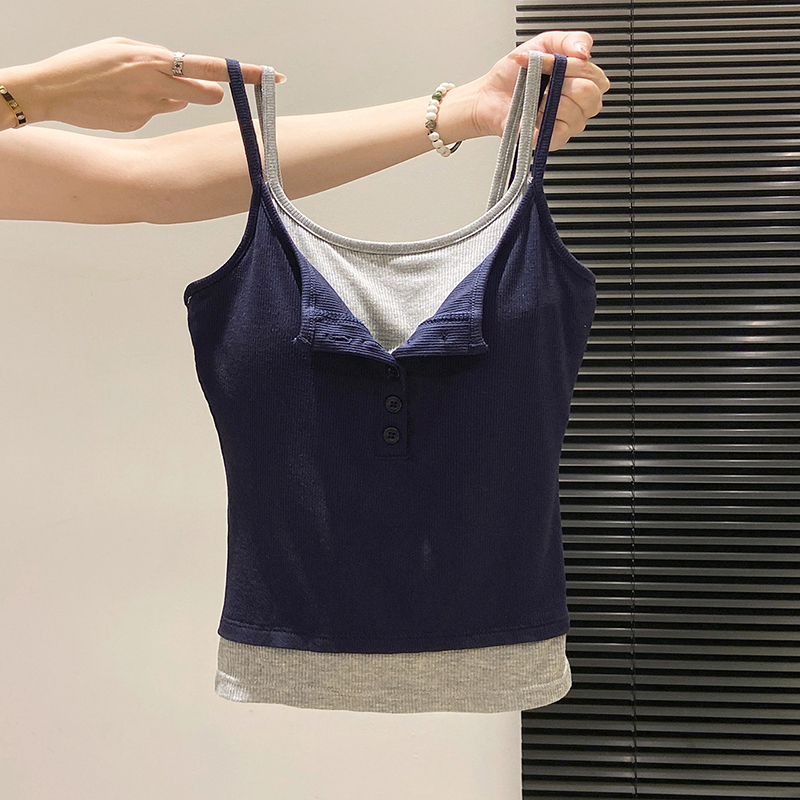 Fashion Fake Two Piece Camisol – Street Fashion Korean Girl recenzja i cena