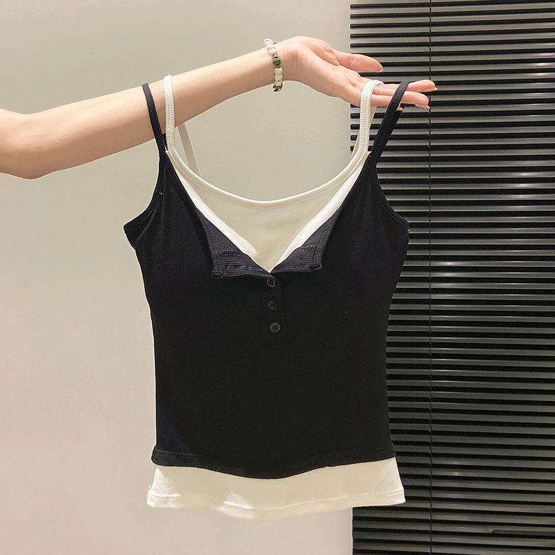 Fashion Fake Two Piece Camisol – Street Fashion Korean Girl recenzja i cena