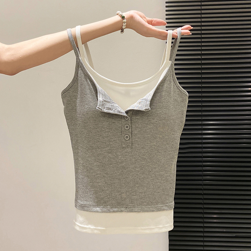 Fashion Fake Two Piece Camisol – Street Fashion Korean Girl recenzja i cena