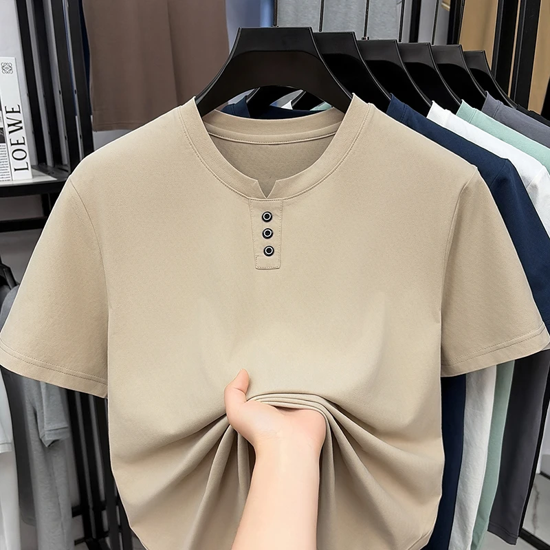 Mens Casual Henley Neck T Shir – Street Fashion For Man recenzja i cena