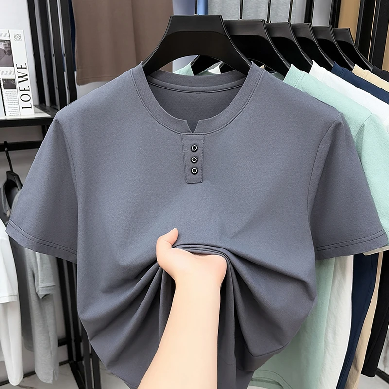 Mens Casual Henley Neck T Shir – Street Fashion For Man recenzja i cena
