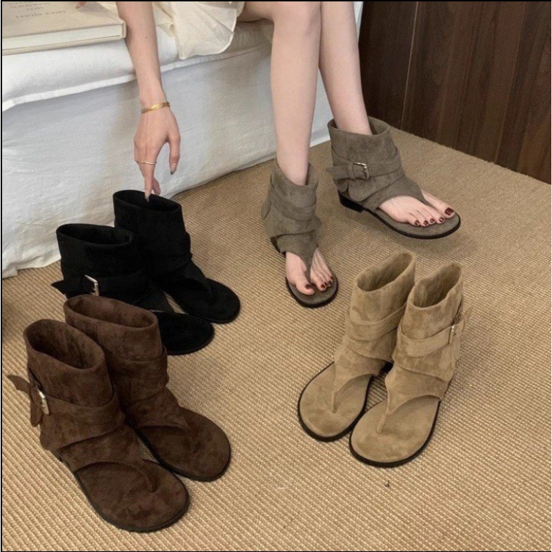 2025Spring Clip Toe Flats Sand – Street Fashion Trends recenzja i cena