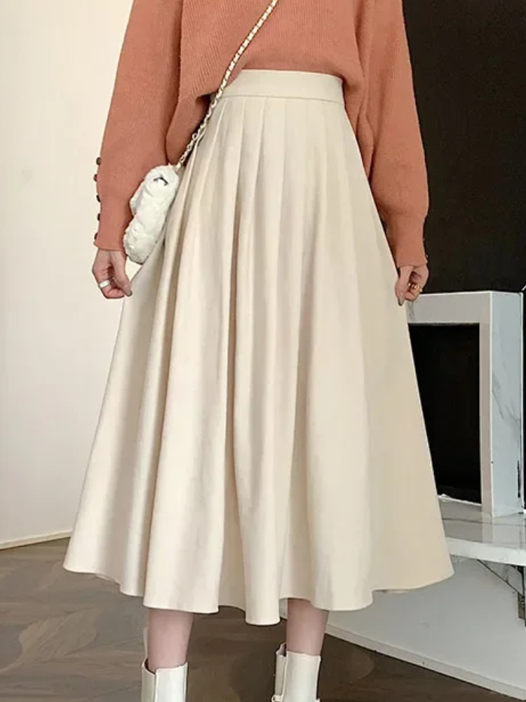 Women's Vintage Pleated Skirt  – Street Fashion Korean Girl recenzja i cena
