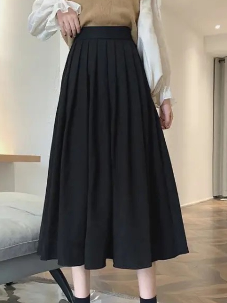 Women's Vintage Pleated Skirt  – Street Fashion Korean Girl recenzja i cena