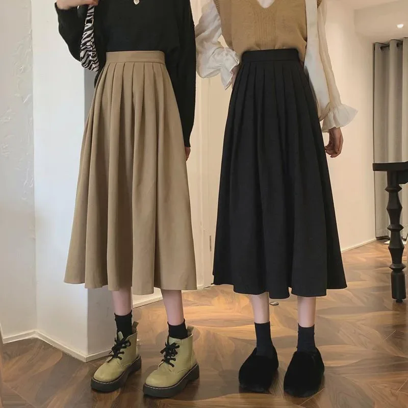 Women's Vintage Pleated Skirt  – Street Fashion Korean Girl recenzja i cena