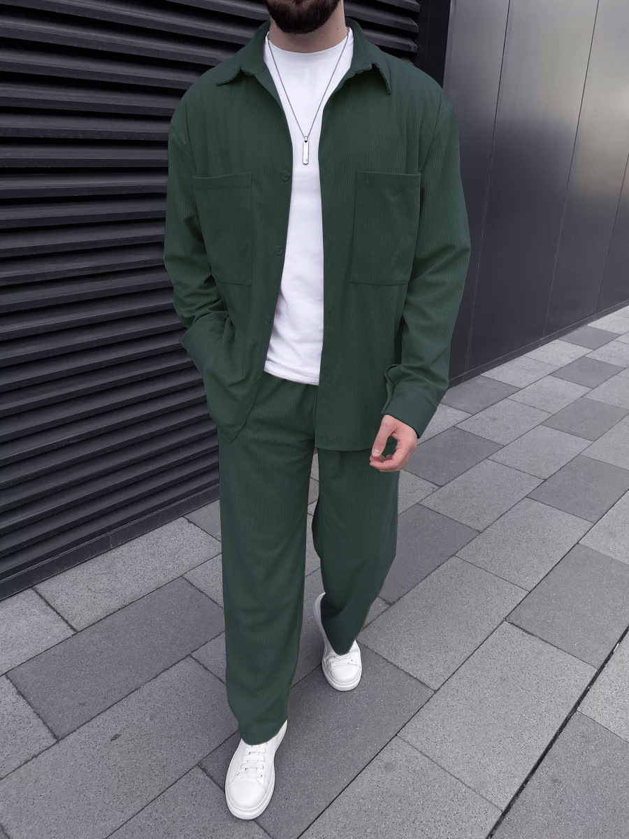 Men's corduroy two-piece outfi – Street Fashion For Man recenzja i cena