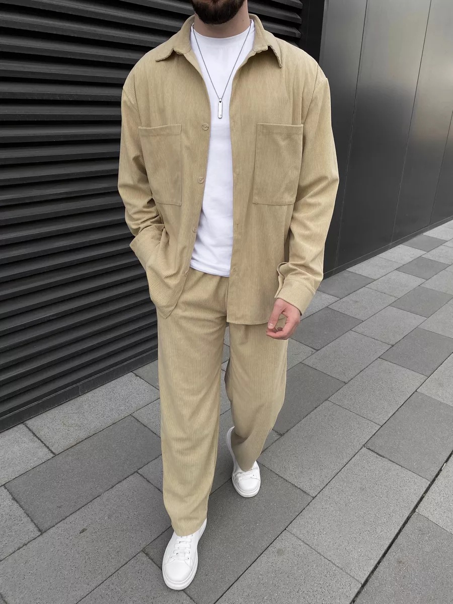 Men's corduroy two-piece outfi – Street Fashion For Man recenzja i cena