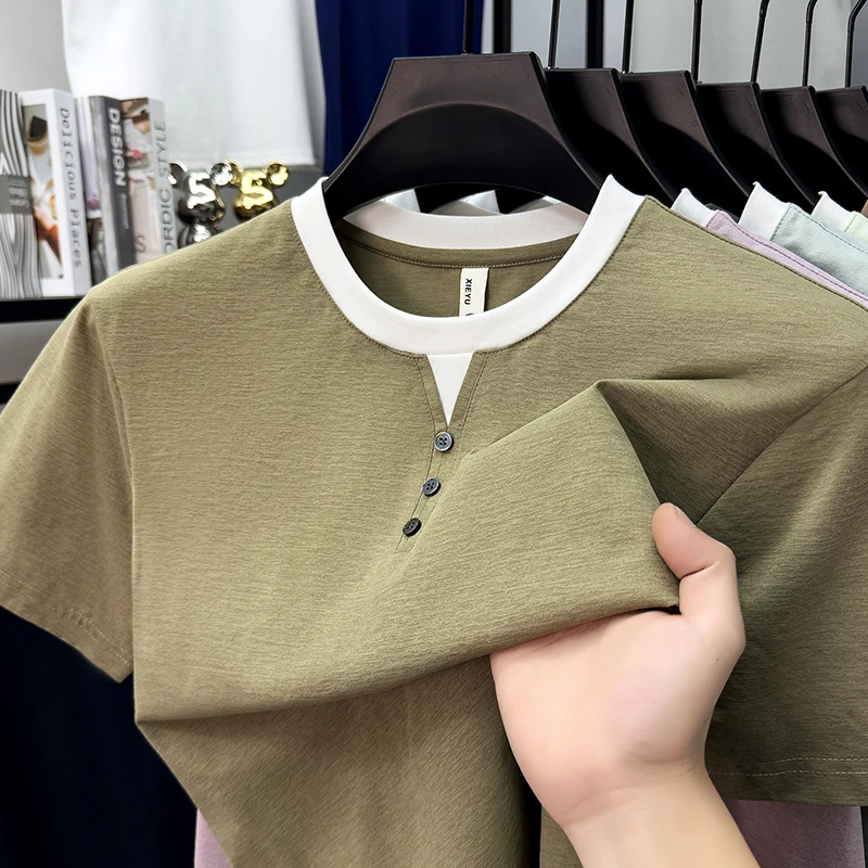 Mens Short Sleeve Henley Neck  – Street Fashion For Man recenzja i cena