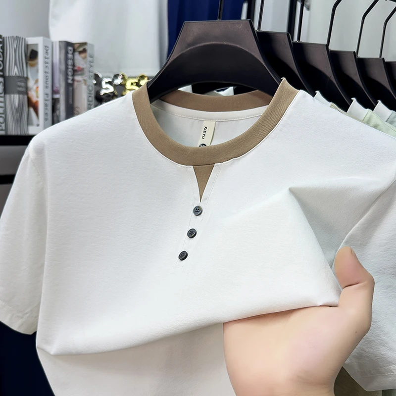 Mens Short Sleeve Henley Neck  – Street Fashion For Man recenzja i cena