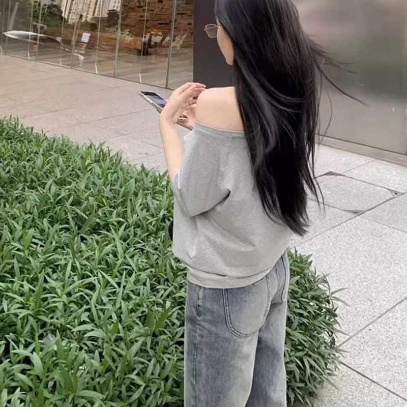 Summer Female T-shirts Off Sho – Street Fashion Korean Girl recenzja i cena