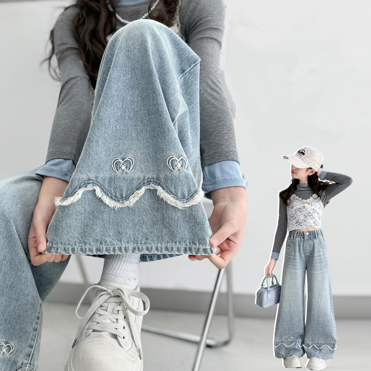 Korean Child Fashion Jeans tro – Street Fashion Korean Girl recenzja i cena