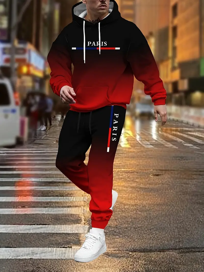 Gradient Color Paris Tracksuit – Street Fashion Outfit For Men recenzja i cena