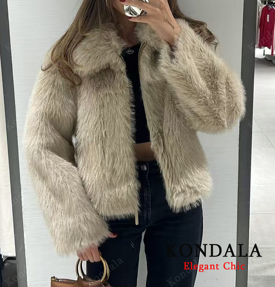 KONDALA Fur Zipper Jacket Wome – Street Fashion Fall 2025 recenzja i cena