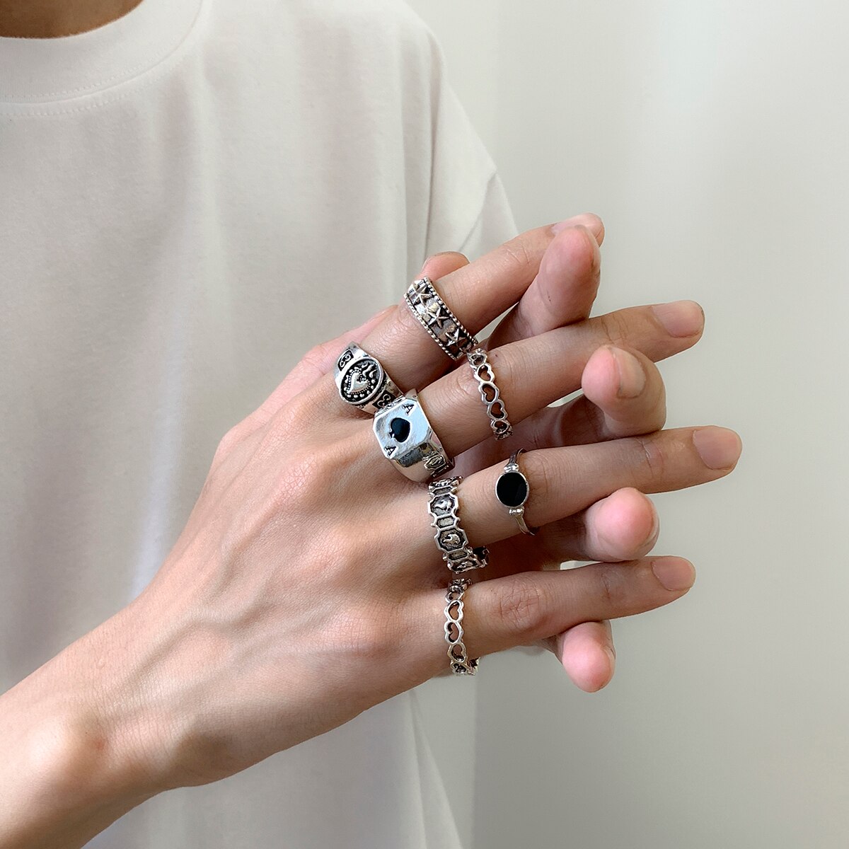 7Pcs/Set Goth Carved Heart Pok – Street Fashion Mood recenzja i cena