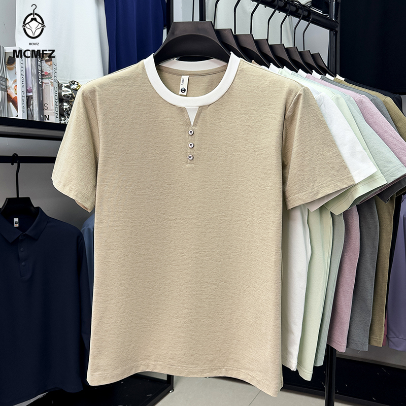 Men Casual Short Sleeve Henley – Street Fashion For Man recenzja i cena