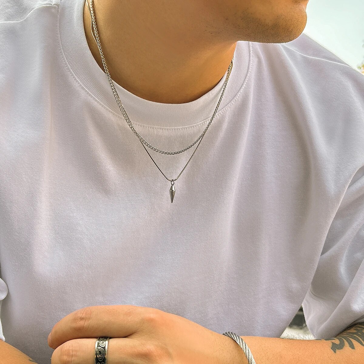 2Pcs/Set Trend Rivet Pendant N – Street Fashion Mood recenzja i cena